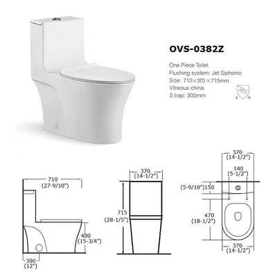 Ceramische Ééndelige Toilet Zelfreinigende Verglaasde Oppervlakte 1,6 Gpf Verlengd Toilet