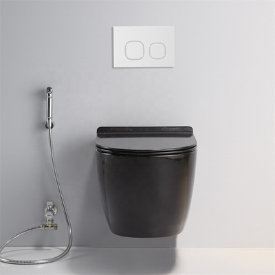 Zette de porselein Ééndelige Naadloze Muur Verlengde Toilet Zwarte Kleur op
