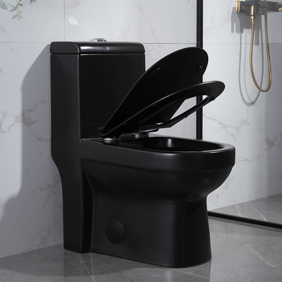 Hotel Siphonic One Piece Toilet Top Flush Floor Mounted Black 690x360x810mm